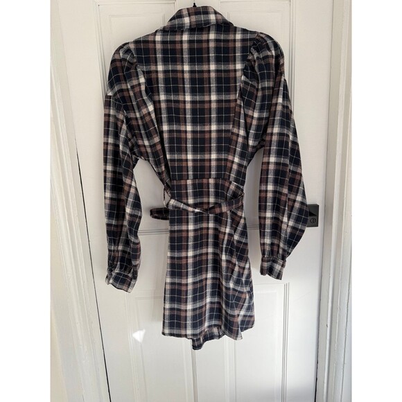 Plaid Long Sleeve Button Down Dress - Picture 8 of 9